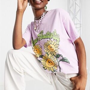Urban Outfitters Vintage Supply Purple Plant Positivity Tee